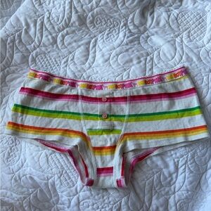 VTG Y2K Victoria Secret PINK 🌈 Rainbow Stripe Cheeky Boy Shorts Sleep Boxer XS